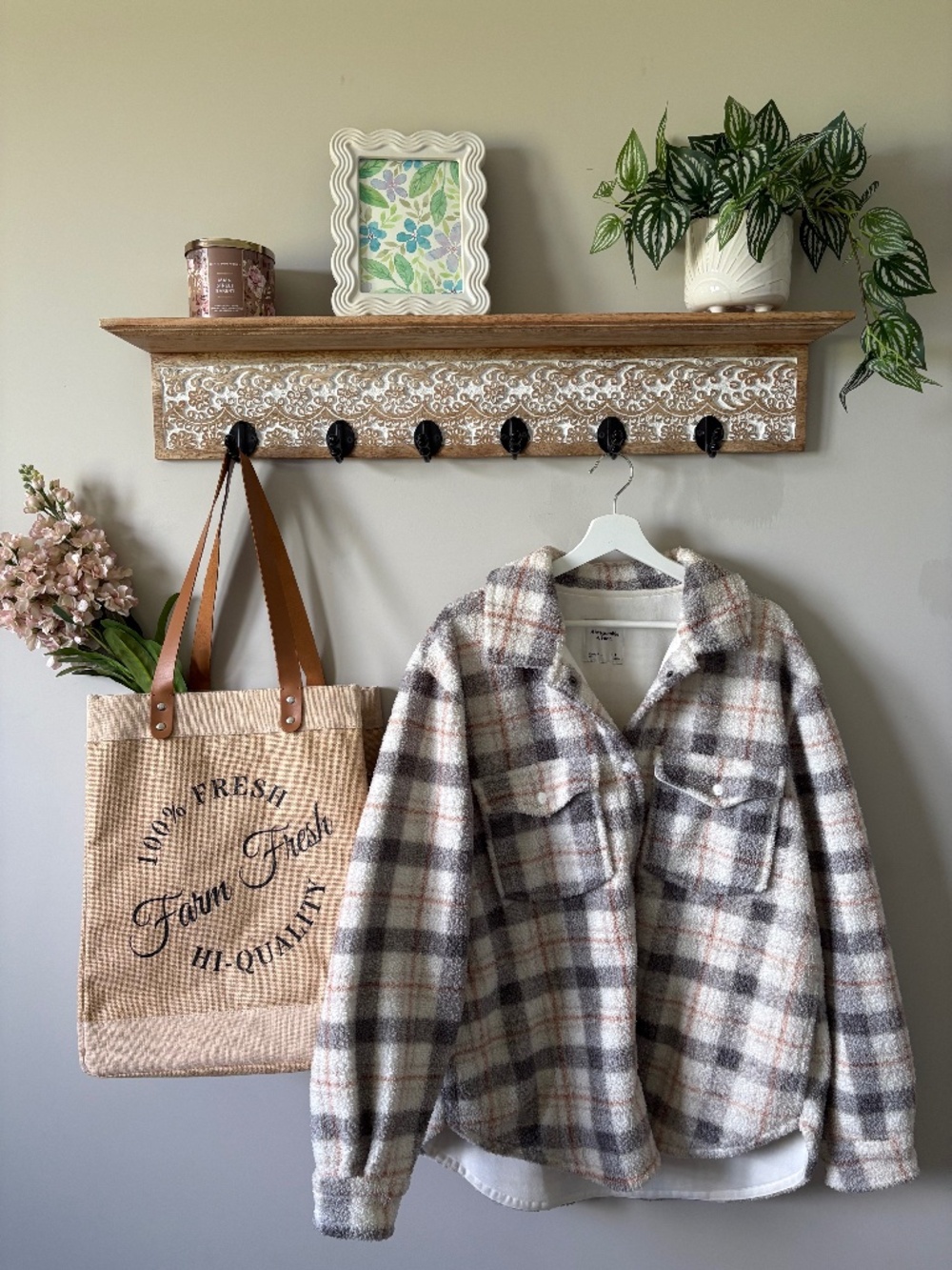 Abercrombie & Fitch Plaid Sherpa Shacket